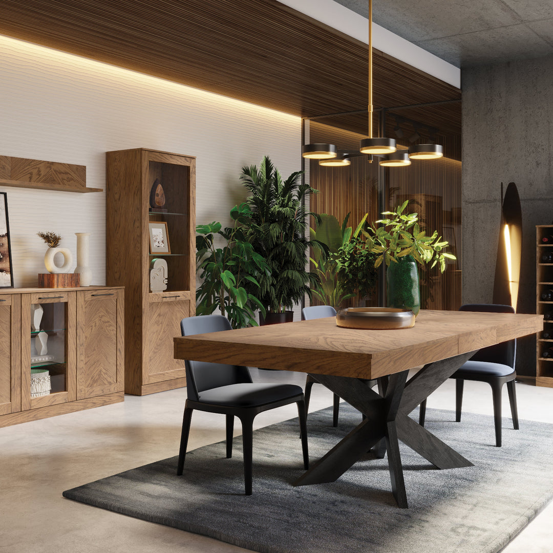 Vitrine rustique en chêne huilé COZY 10, 65×198×42 cm | VESKOR