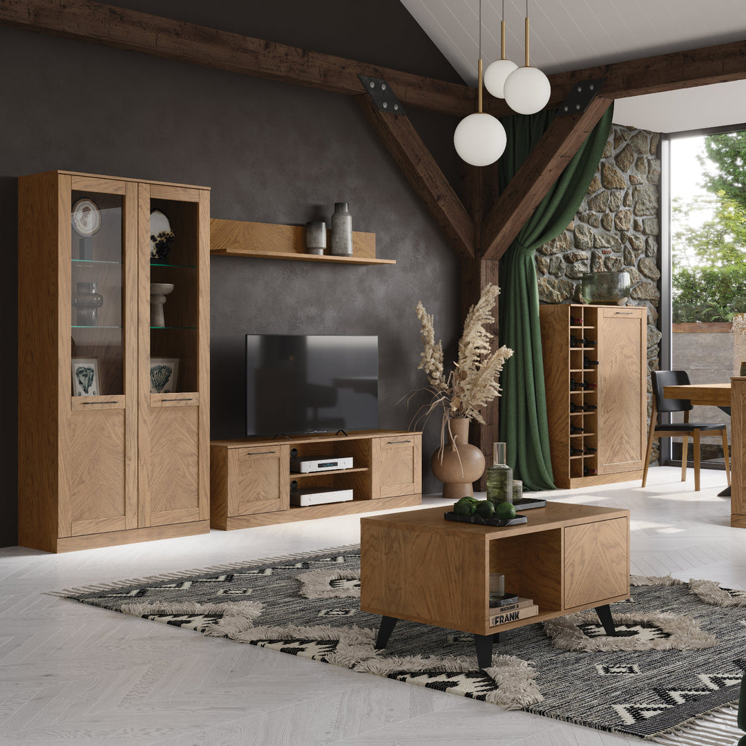 Vitrine rustique en chêne huilé COZY 10, 65×198×42 cm | VESKOR