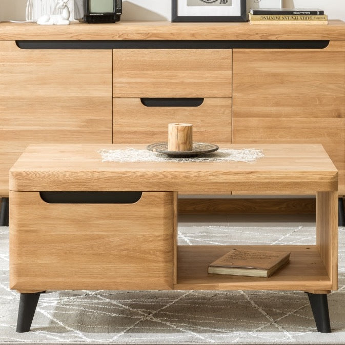VESKOR Table basse Madrid en bois de chêne massif Meubles nordiques modernes