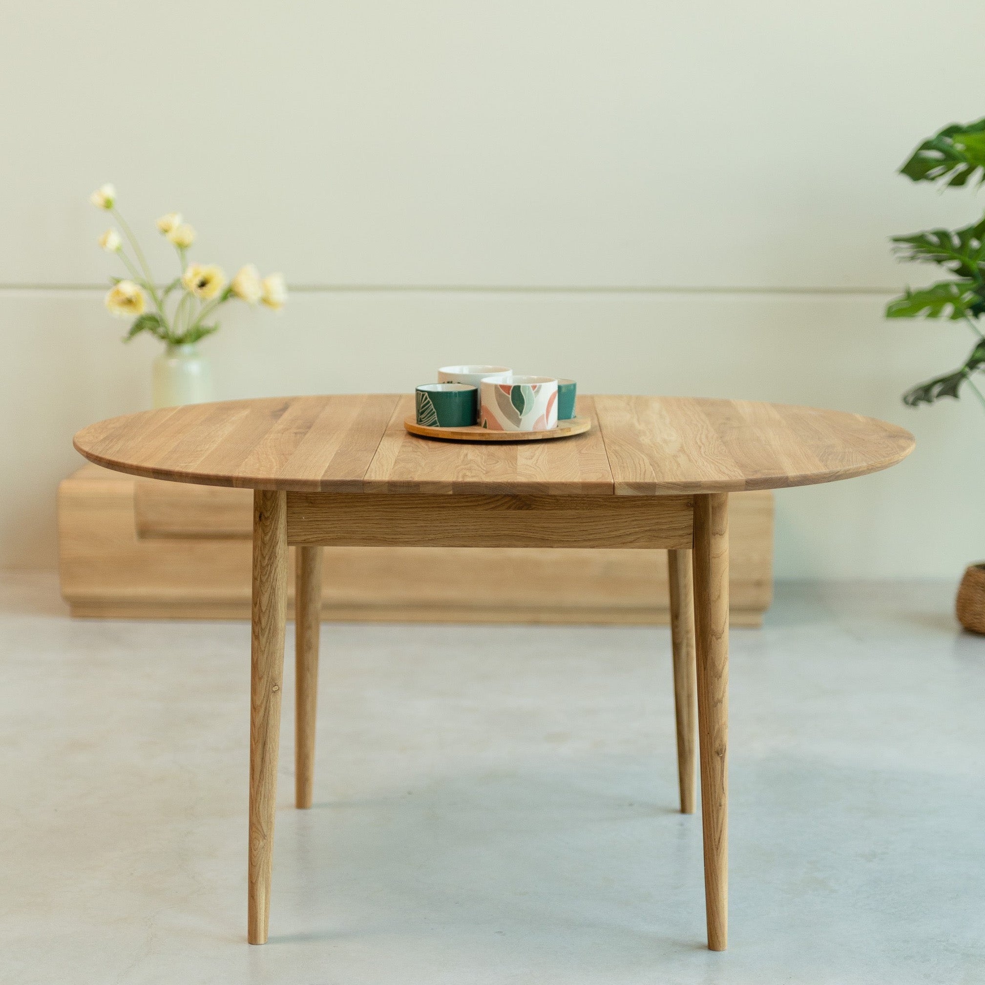NordicStory Table à manger ovale à rallonge Ovale en bois de chêne