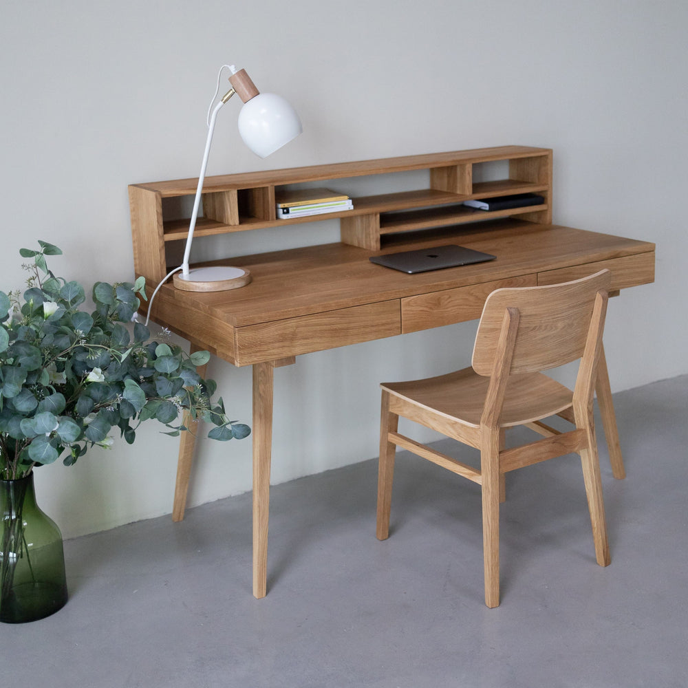 VESKOR Bureau en chêne massif durable Malmo 2 Mobel.Store