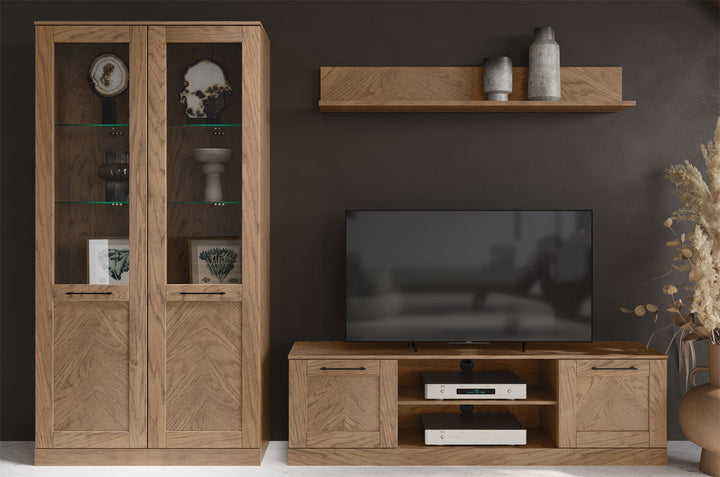 Vitrine rustique en chêne huilé COZY 12, 95×200×42 cm | VESKOR