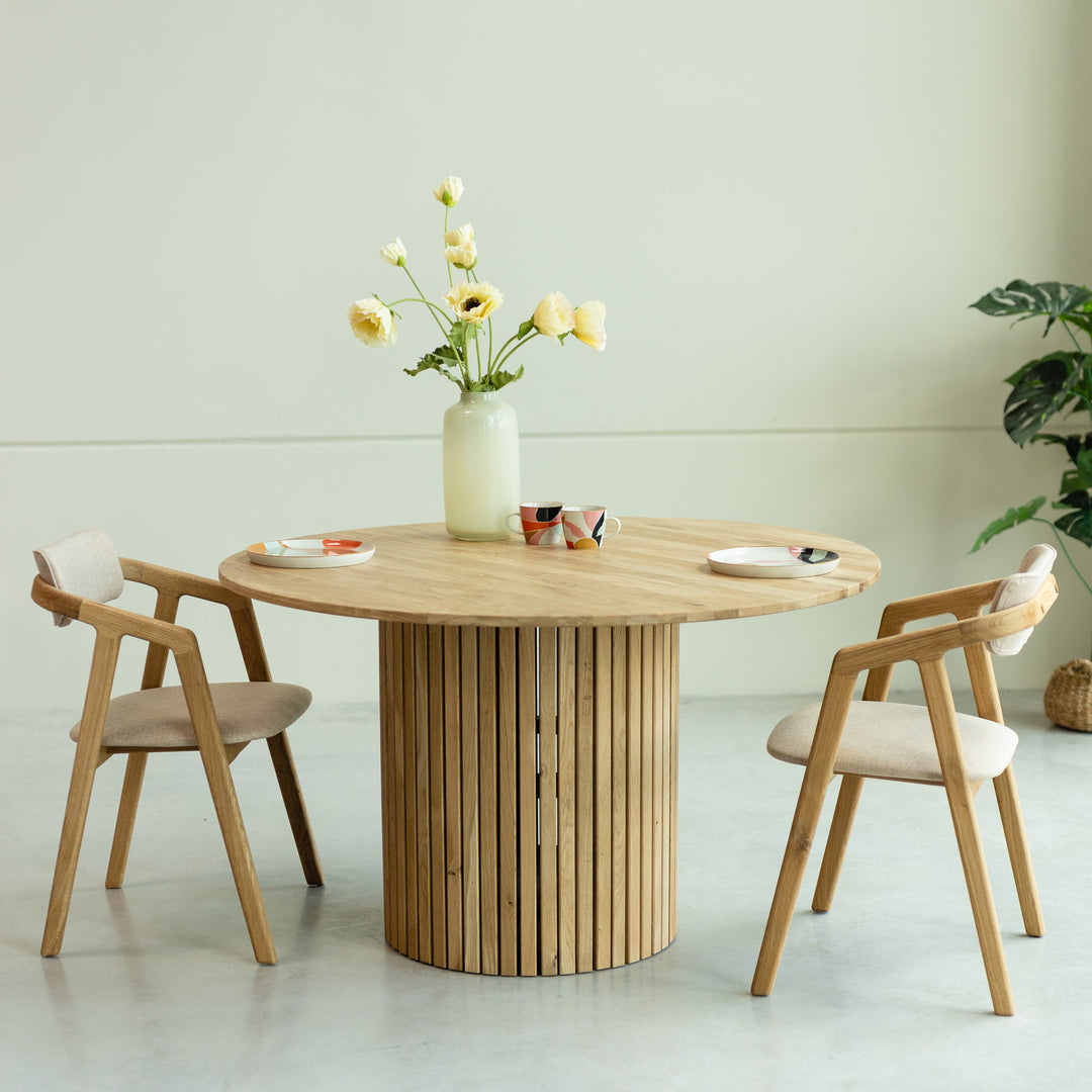 VESKOR Table de salle à manger ronde en chêne massif chêne durable