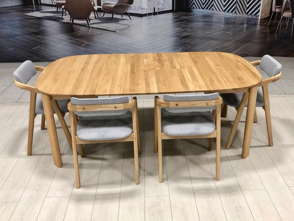 Table de salle à manger ronde à rallonge en chêne massif Victoria | VESKOR