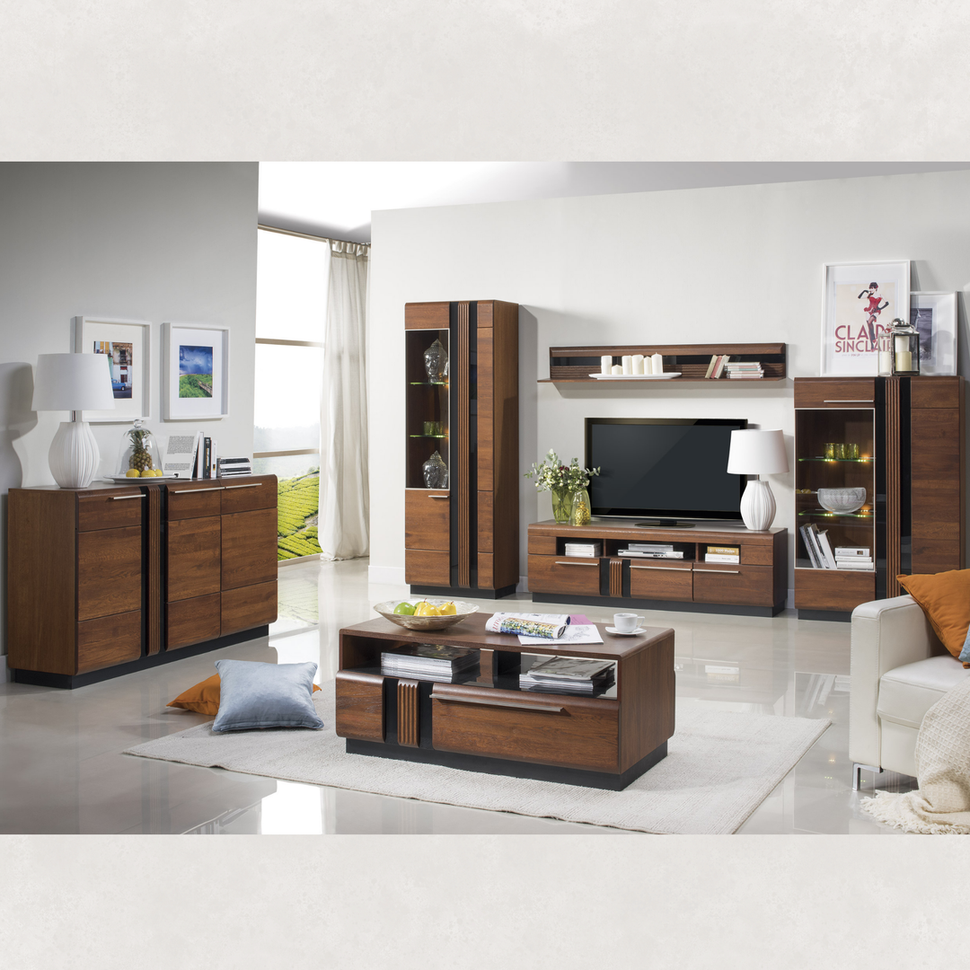 Vitrine en chêne PORTI 10, 66x198x42 cm | VESKOR