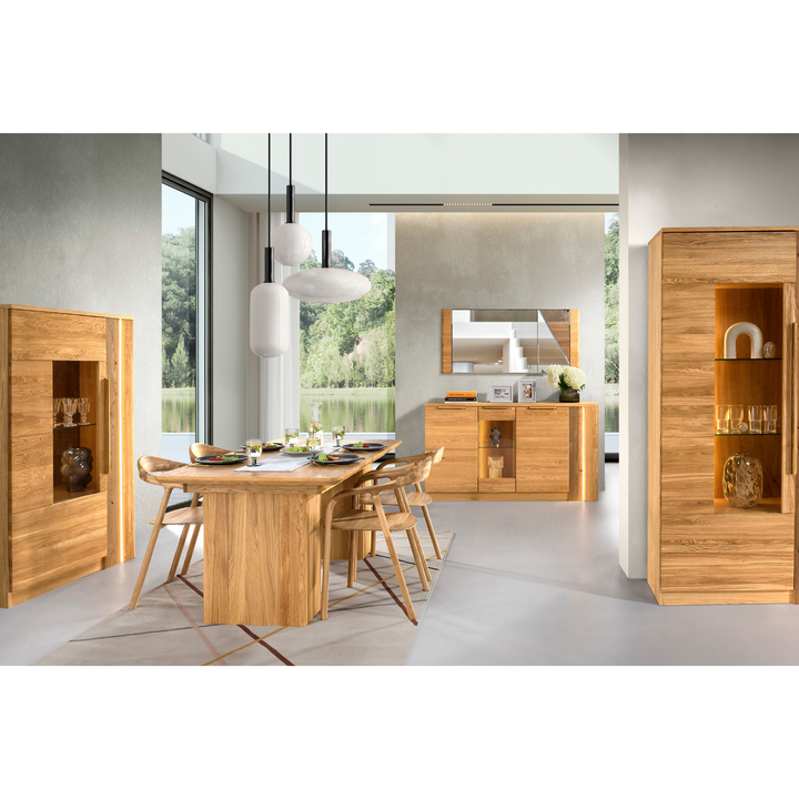 Vitrine en chêne miel LONDON 15, 98×161×43 cm | VESKOR