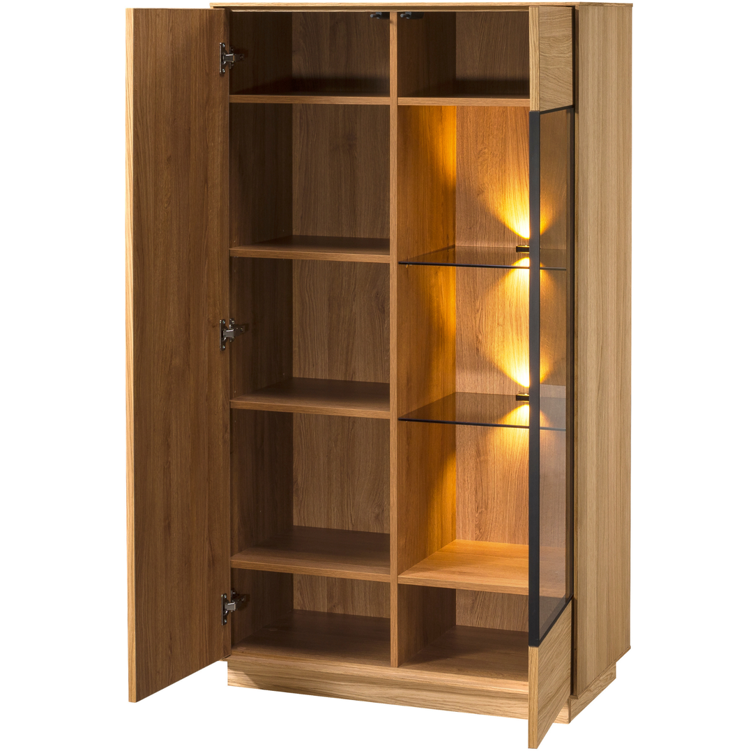 Vitrine en chêne miel JOIN 15, 80×40×144 cm | VESKOR