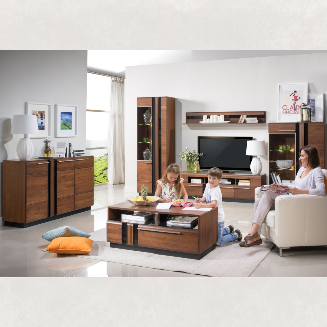 Vitrine en chêne PORTI 10, 66x198x42 cm | VESKOR