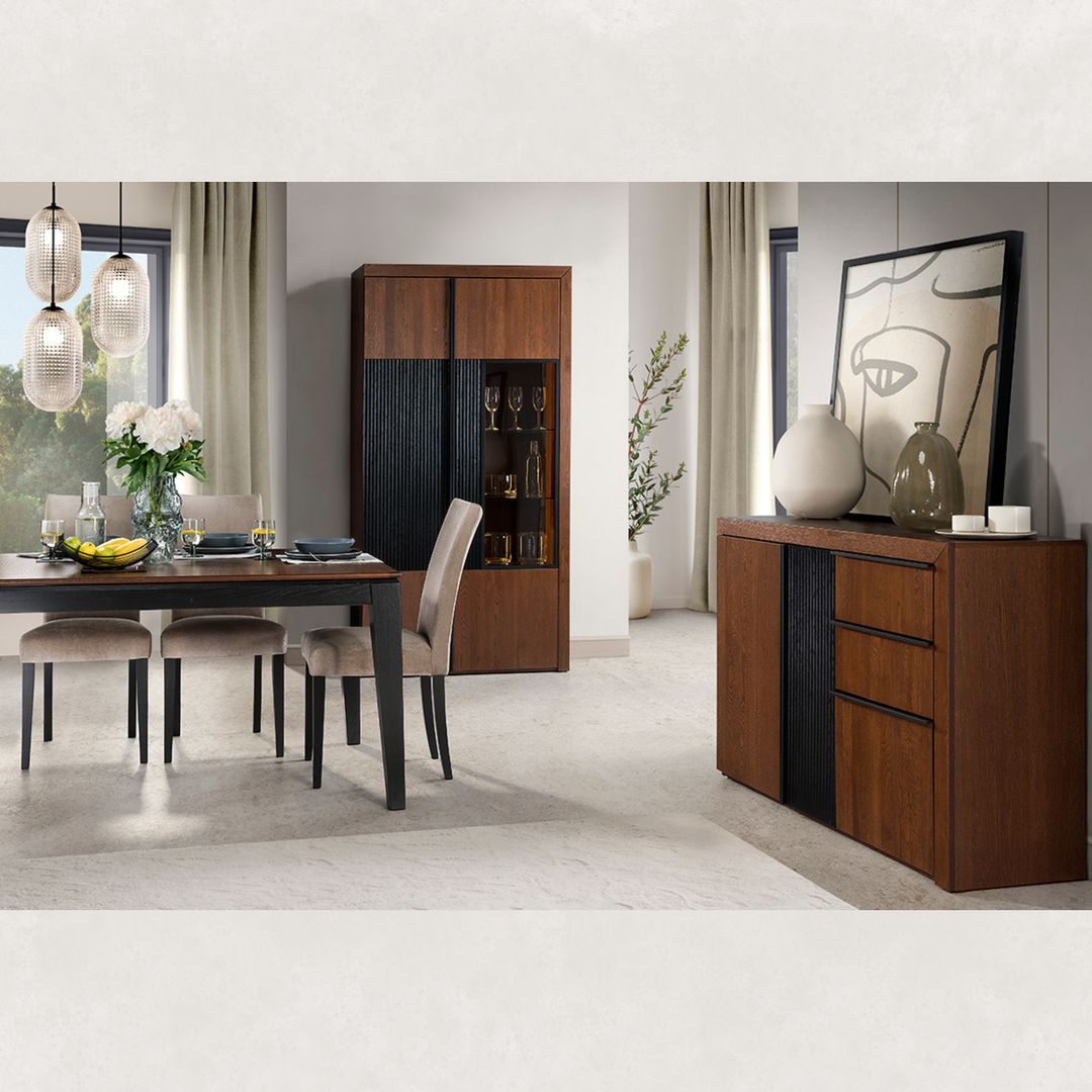 Vitrine en chêne PARIS 12, 42x202x106 cm | VESKOR