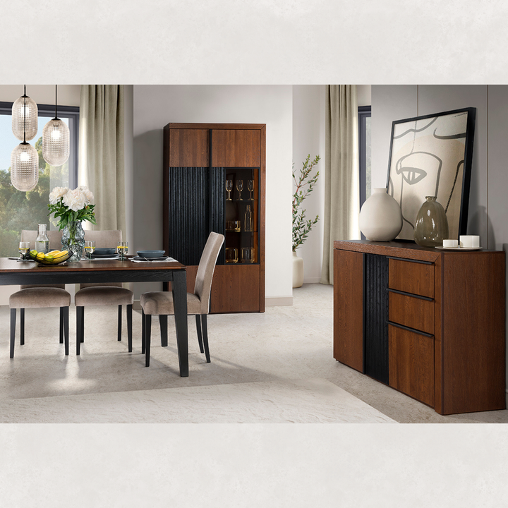 Vitrine en chêne PARIS 12, 42x202x106 cm | VESKOR