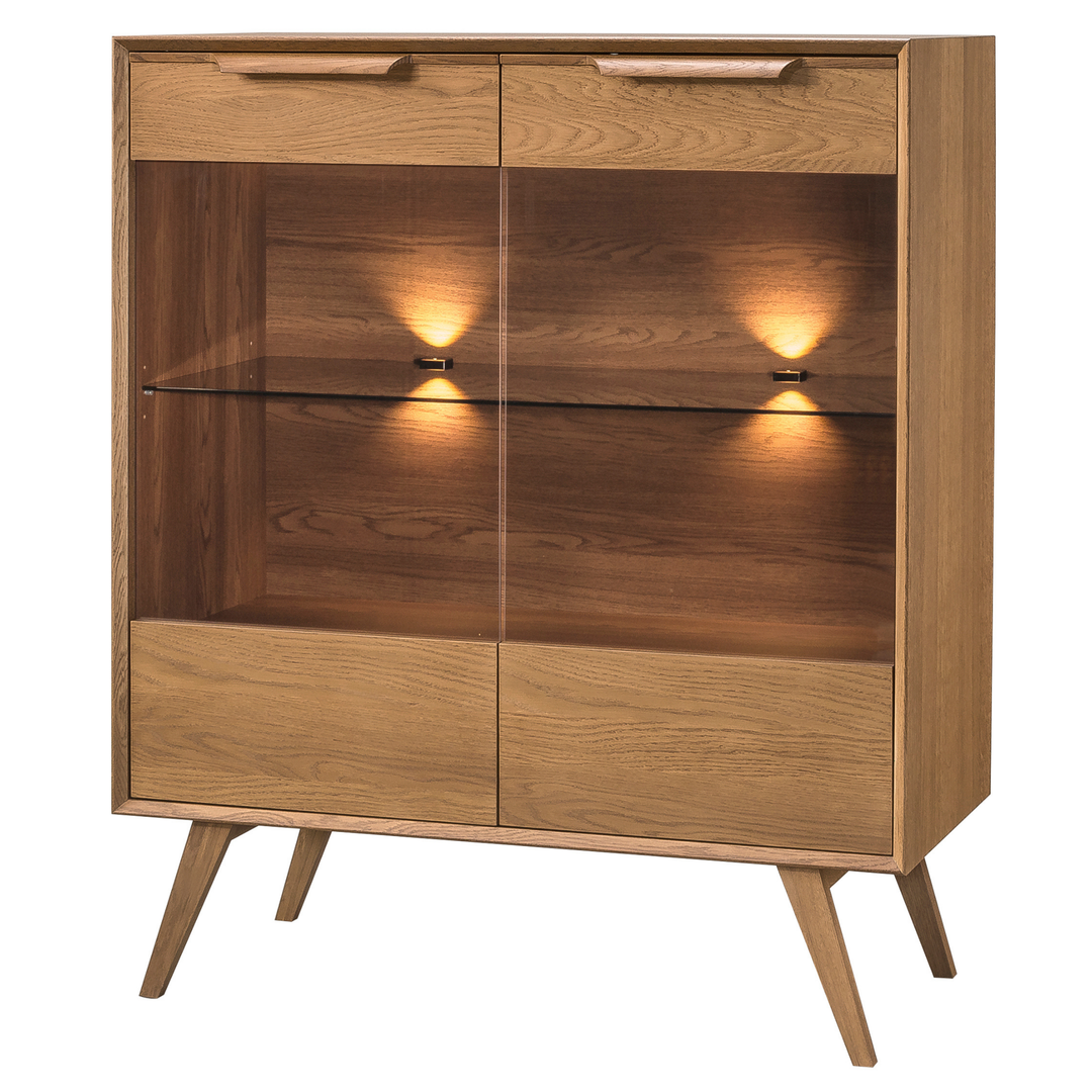 Vitrine en chêne rustique LEO 16, 105×124,6×49,5 cm | VESKOR