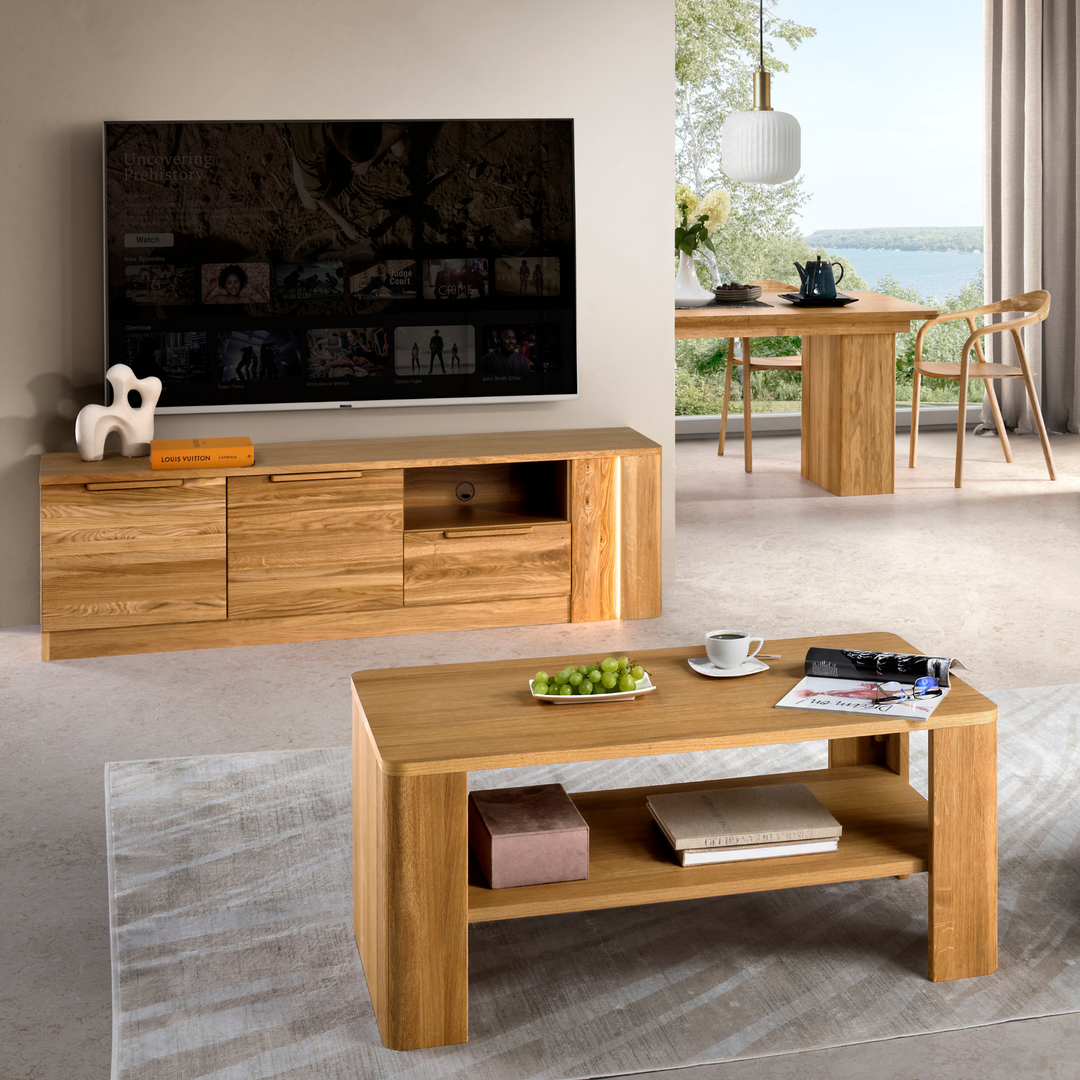 Table basse en chêne miel LONDON 41, 110×48×60 cm | VESKOR