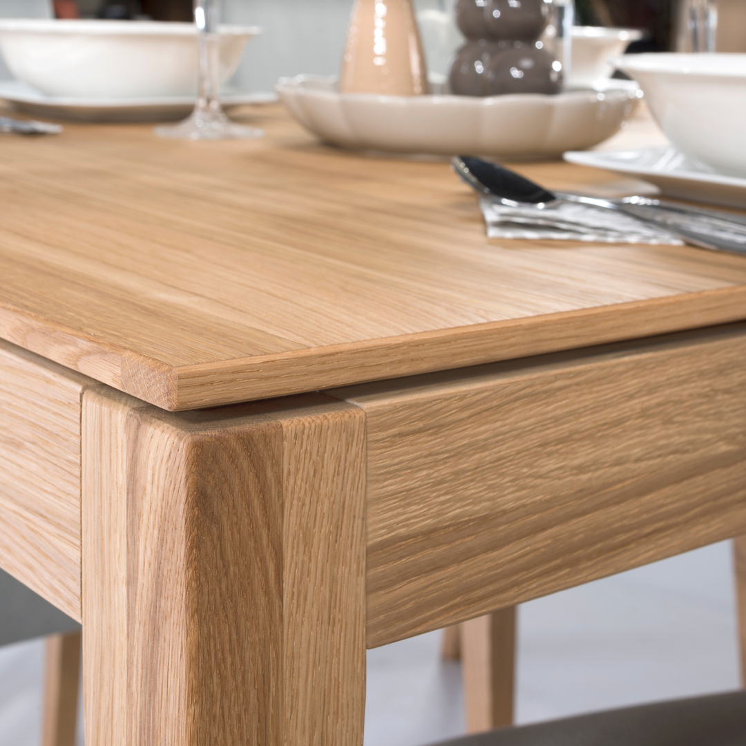 Table de salle à manger à rallonge JOIN 40 en chêne miel, 160-240x90×76 cm | VESKOR