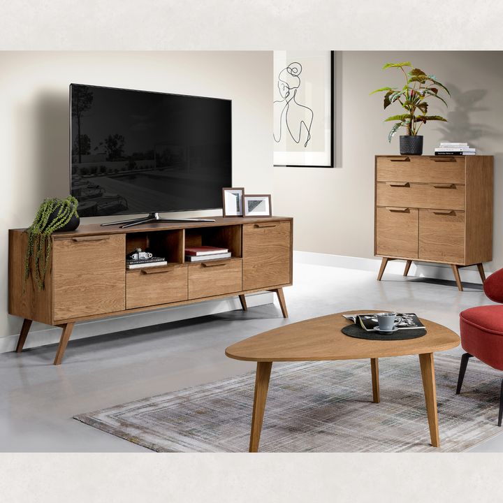 Commode rustique en chêne LEO 15, 105×49,5×124,6 cm | VESKOR