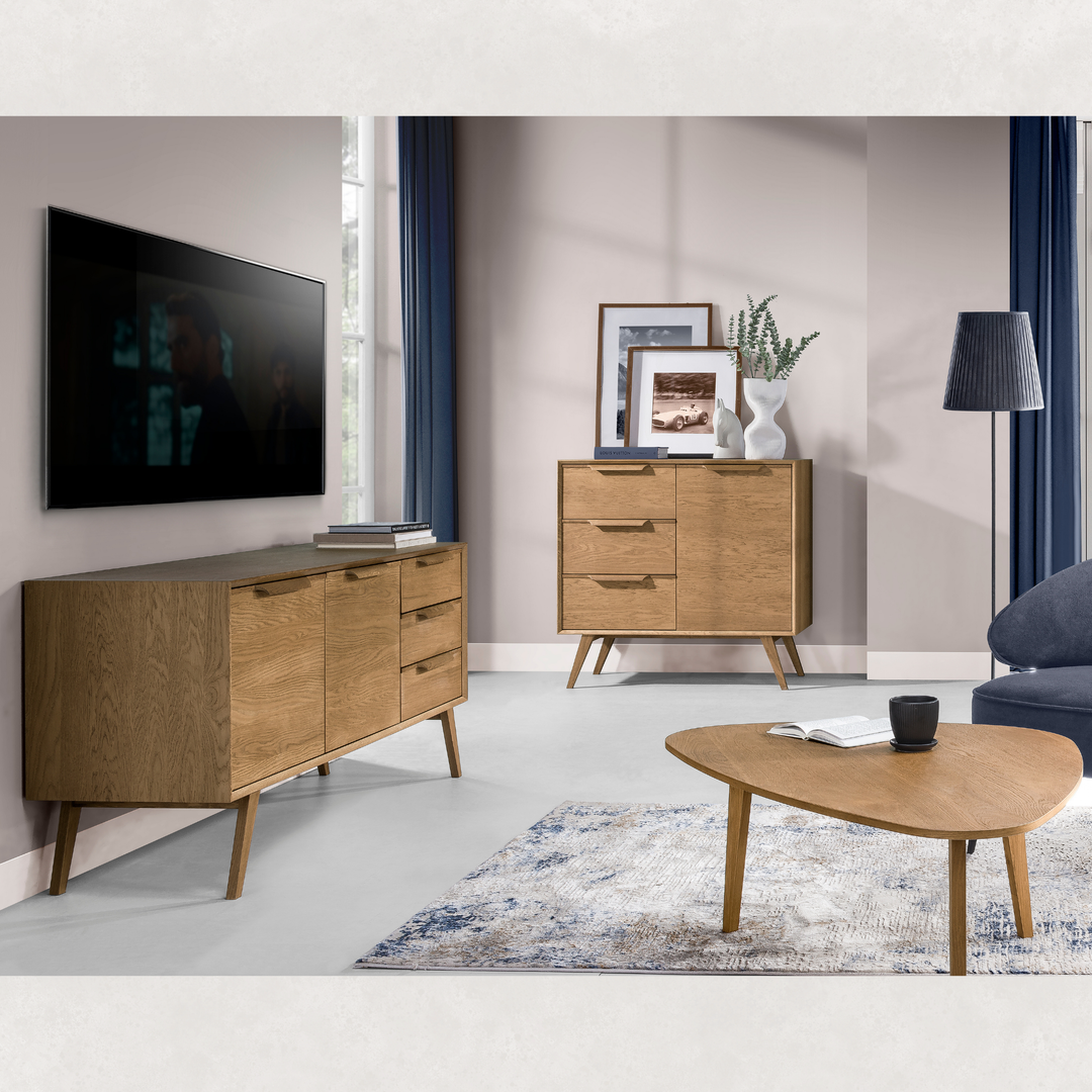 Meuble TV en chêne rustique LEO 24, 155,5x76x49,5 cm | VESKOR