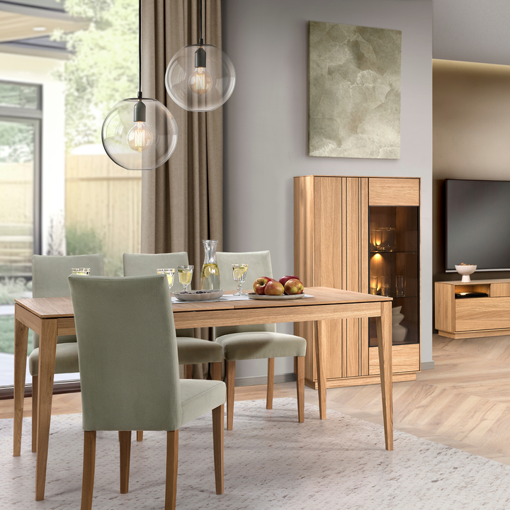 Table de salle à manger à rallonge JOIN 40 en chêne miel, 160-240x90×76 cm | VESKOR