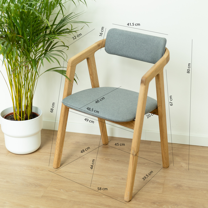 Lot de 2 ou 4 chaises de salle à manger rembourrées en chêne massif Soho | VESKOR