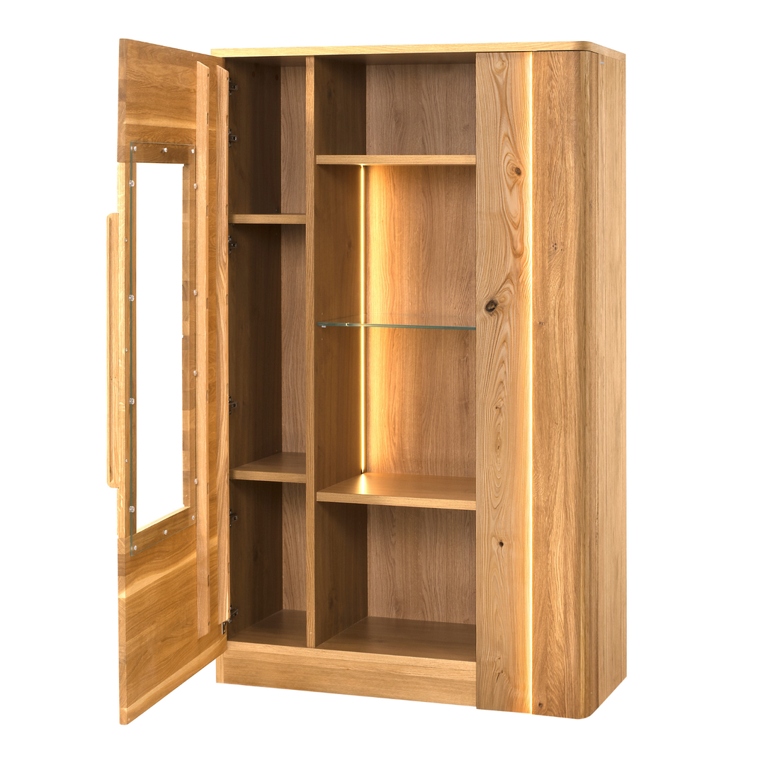 Vitrine en chêne miel LONDON 15, 98×161×43 cm | VESKOR