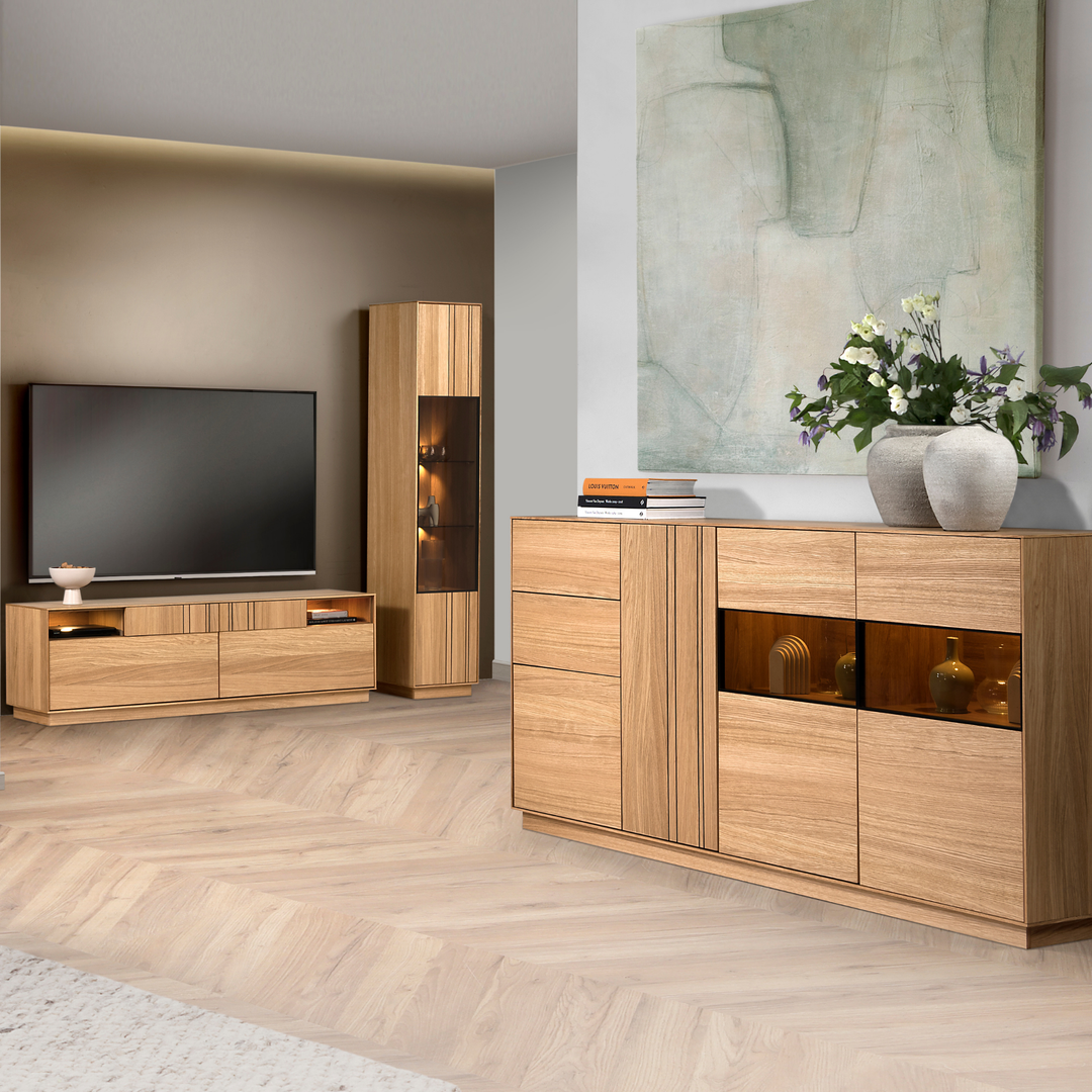 Commode JOIN 47 en chêne miel, 190 × 99 × 40 cm | VESKOR