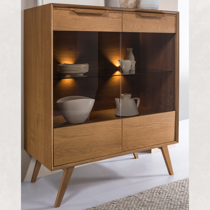 Vitrine en chêne rustique LEO 16, 105×124,6×49,5 cm | VESKOR