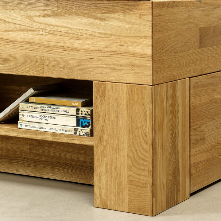 Lit en chêne massif avec rangement UPPSALA | VESKOR