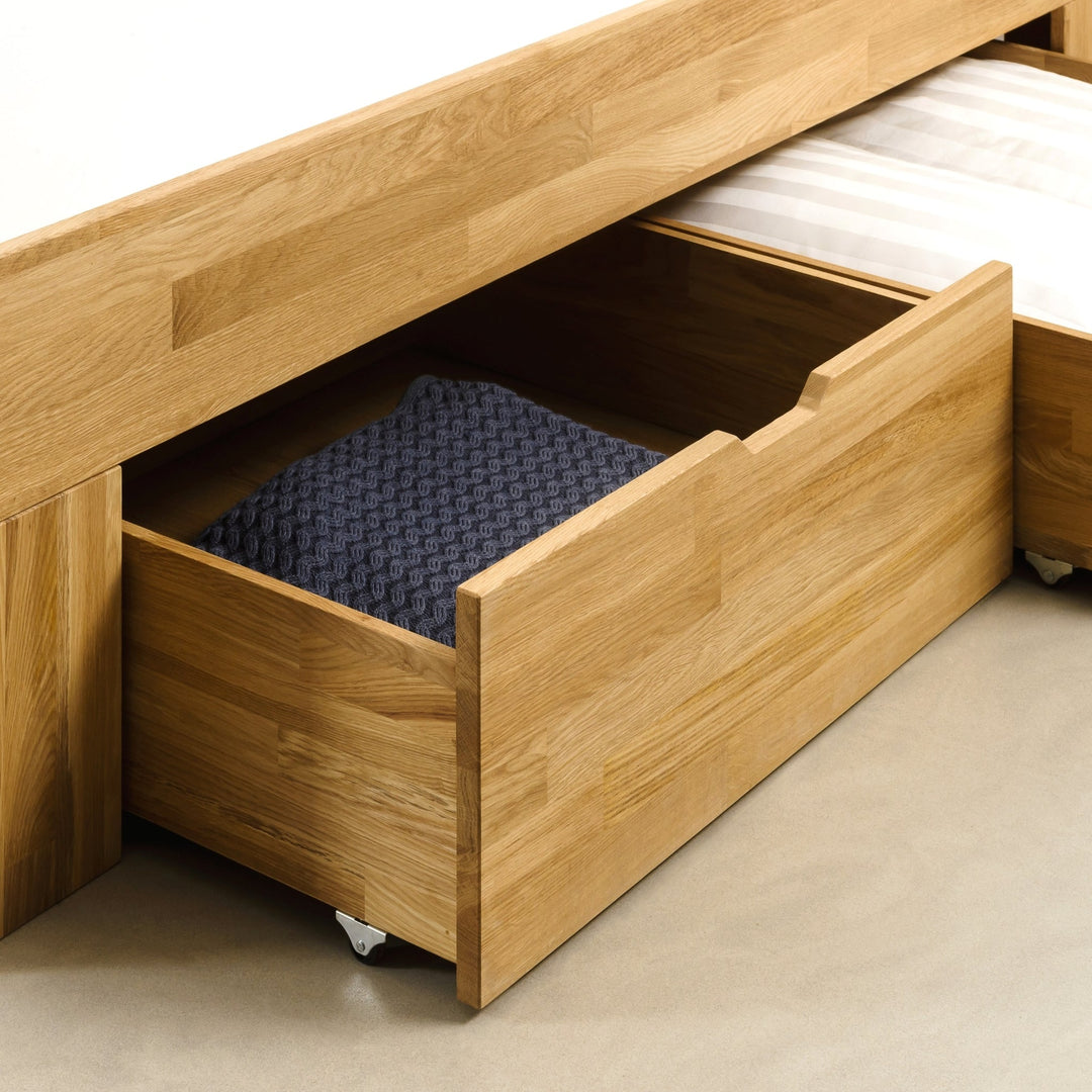 Lit en chêne massif avec rangement UPPSALA | VESKOR