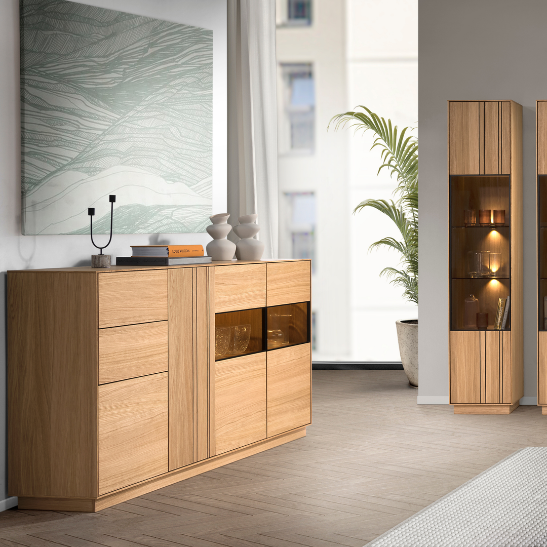 Commode JOIN 47 en chêne miel, 190 × 99 × 40 cm | VESKOR