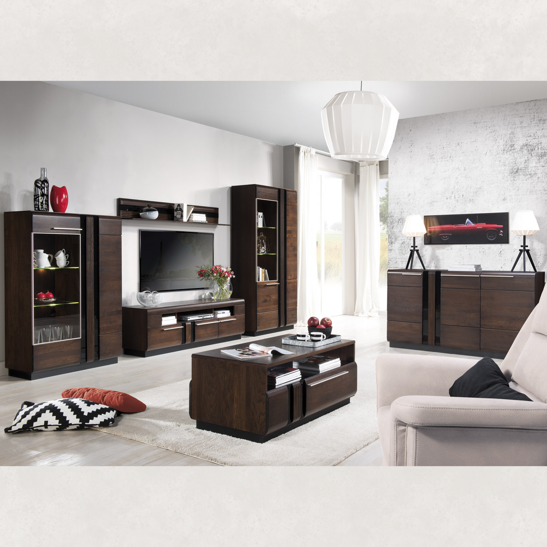 Vitrine en chêne PORTI 10, 66x198x42 cm | VESKOR