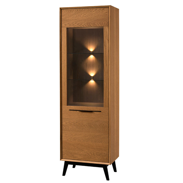 Vitrine en chêne miel LAZURE 10, 60×42×195 cm | VESKOR