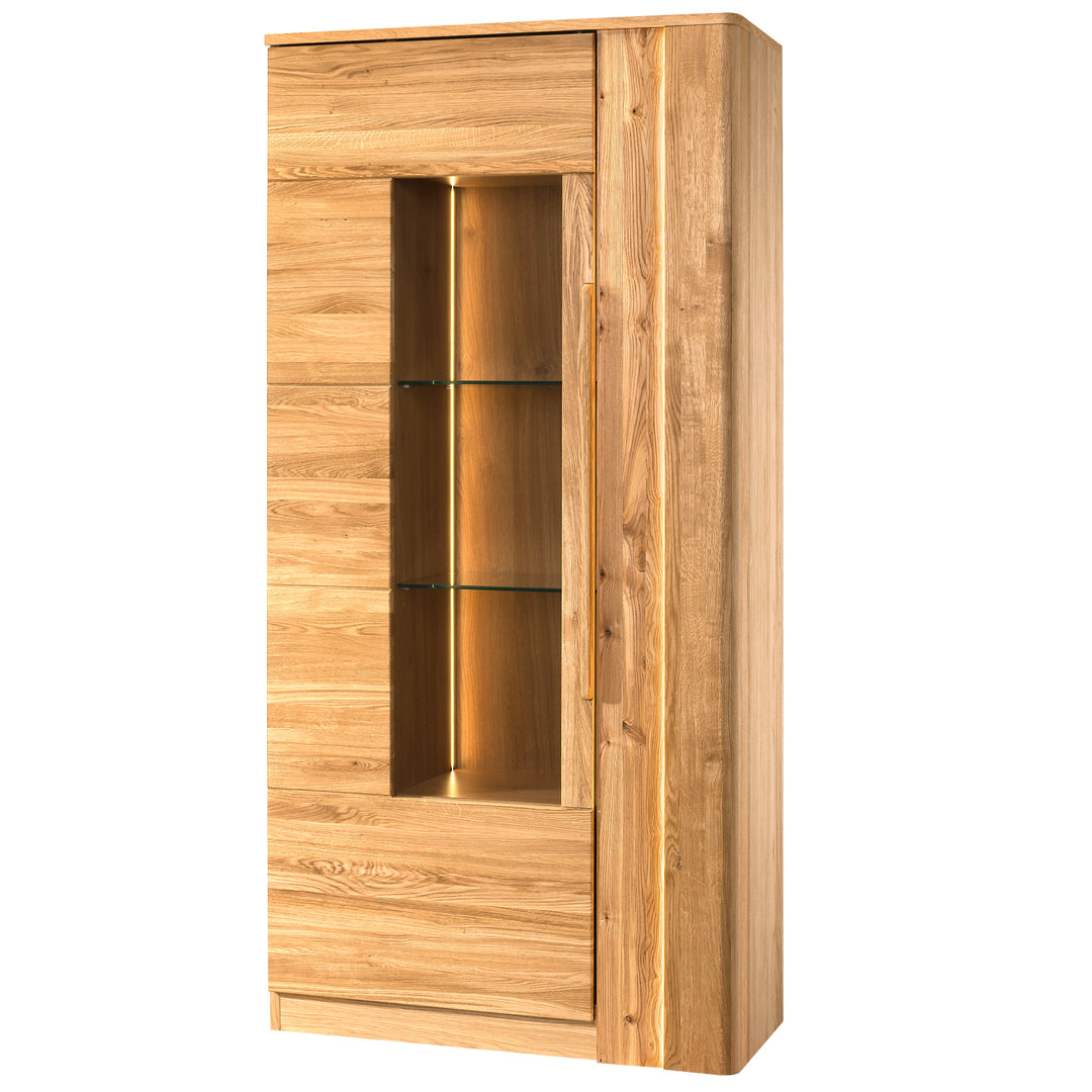 Vitrine en chêne miel LONDON 12, 98×202×43 cm | VESKOR