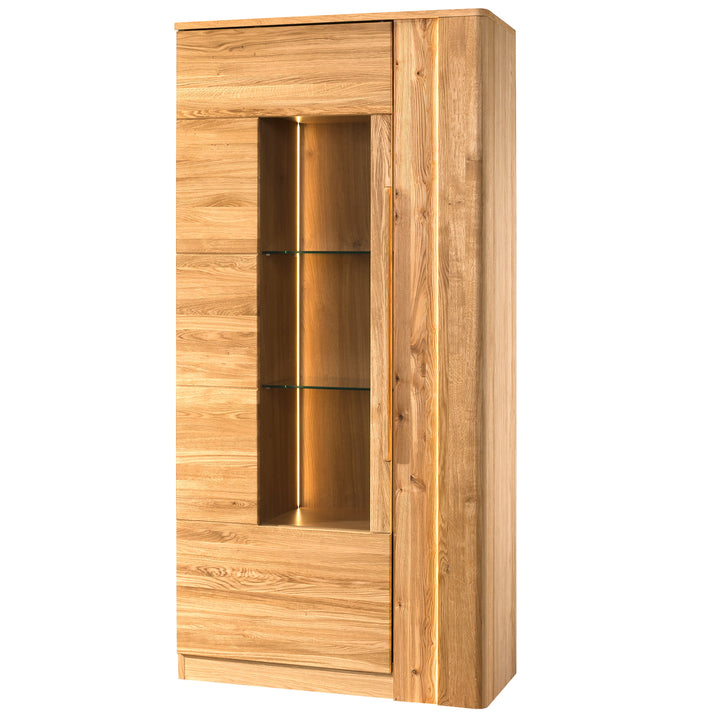 Vitrine en chêne miel LONDON 12, 98×202×43 cm | VESKOR