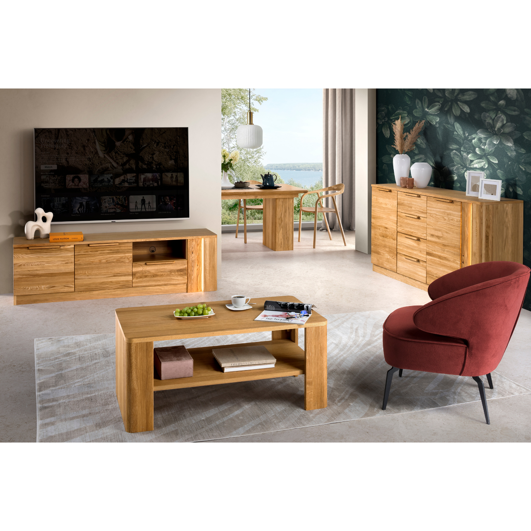 Vitrine en chêne miel LONDON 12, 98×202×43 cm | VESKOR