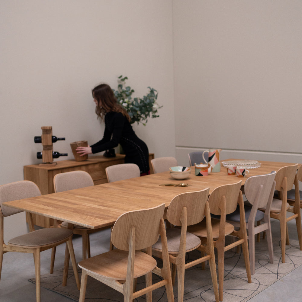  VESKOR Table de salle à manger rectangulaire à rallonge en chêne MALMO