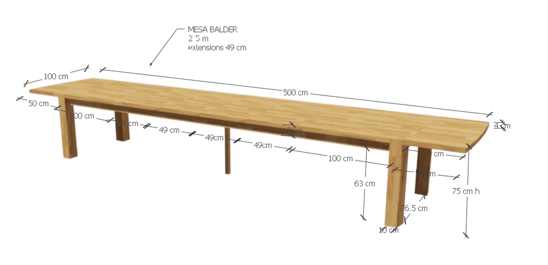 VESKOR Table de salle à manger rectangulaire à rallonge Balder en bois de chêne massif Meubles modernes nordiques Dimensions