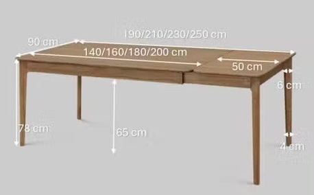 VESKOR Table de salle à manger à rallonge en chêne massif ASTRID