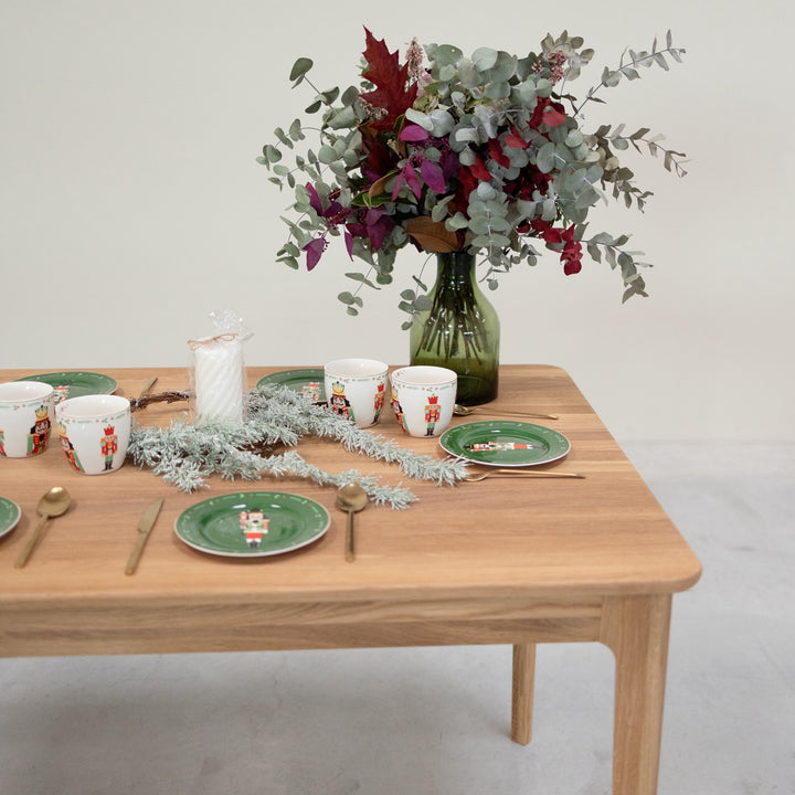 VESKOR Table de salle à manger à rallonge en chêne massif ASTRID