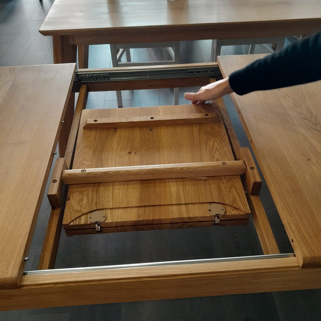 VESKOR Table de salle à manger à rallonge en bois de chêne massif KODAMA