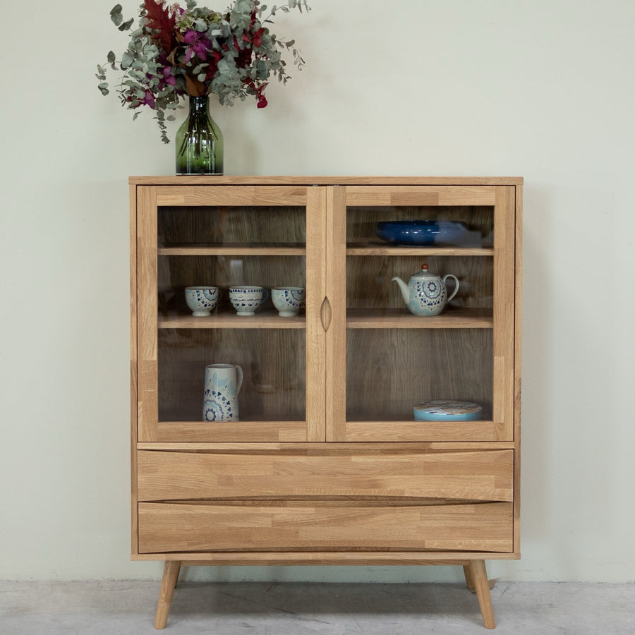 VESKOR Vitrine en bois massif de chêne durable MALMO 1