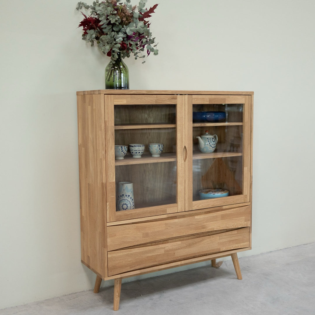 VESKOR Vitrine en bois massif de chêne durable MALMO 1