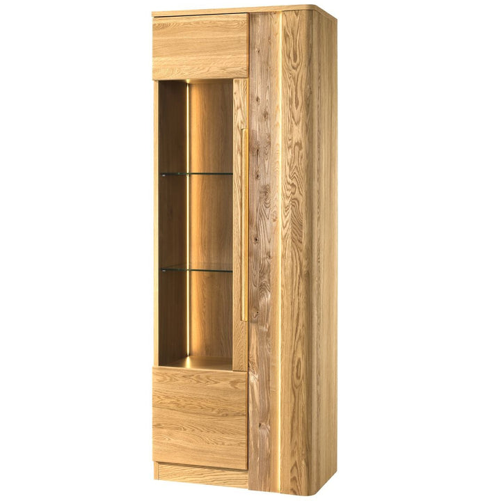 Vitrine en chêne miel LONDON 10, 72×202×43 cm | VESKOR