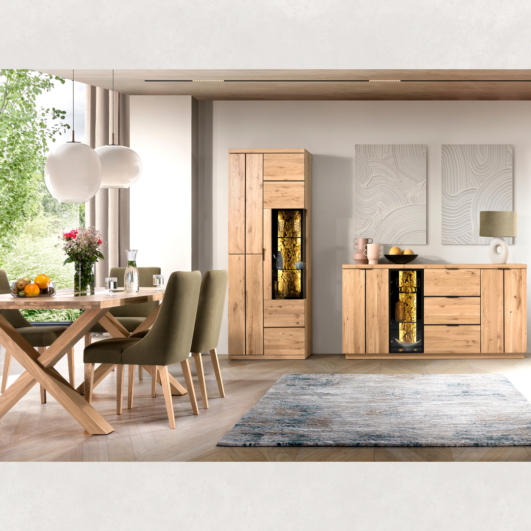 Vitrine en chêne amande NAPOLI, 75×42×205 cm | VESKOR