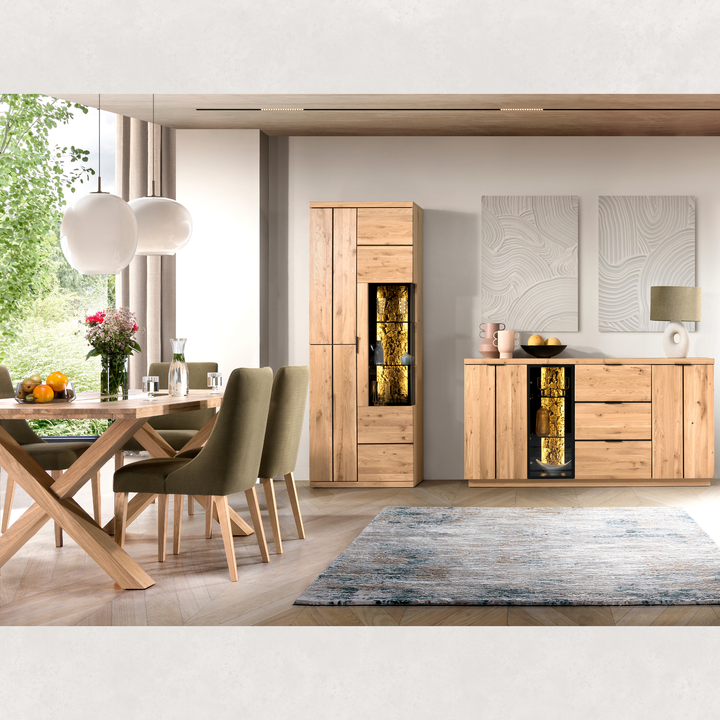 Vitrine en chêne amande NAPOLI, 75×42×205 cm | VESKOR