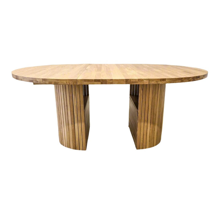 VESKOR Table ronde à rallonge en chêne massif ROMA 135-235 x 135 x 75 cm.