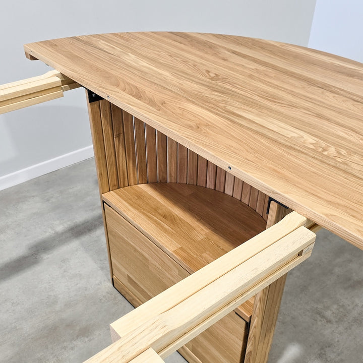 VESKOR Table ronde à rallonge en chêne massif ROMA 135-235 x 135 x 75 cm.