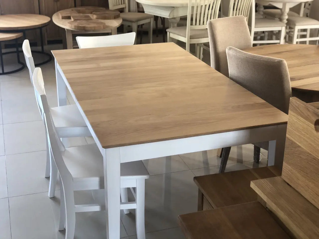 VESKOR Mesa de comedor extensible de madera maciza Lausanne