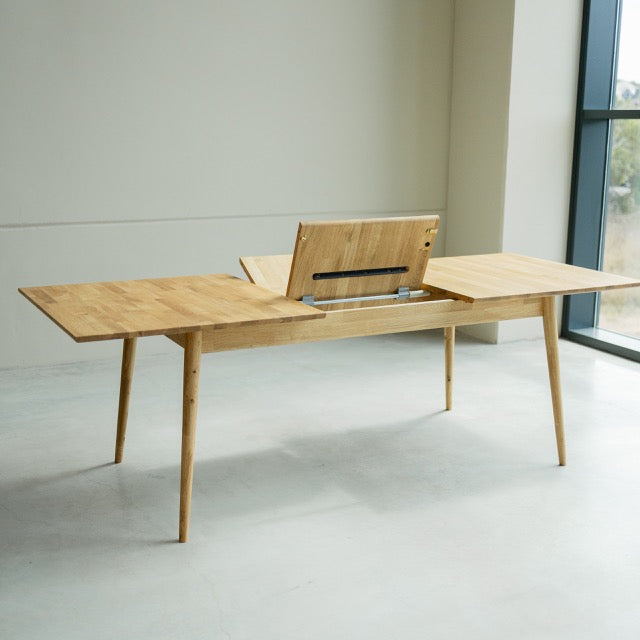  VESKOR Table de salle à manger rectangulaire à rallonge en bois de chêne durable