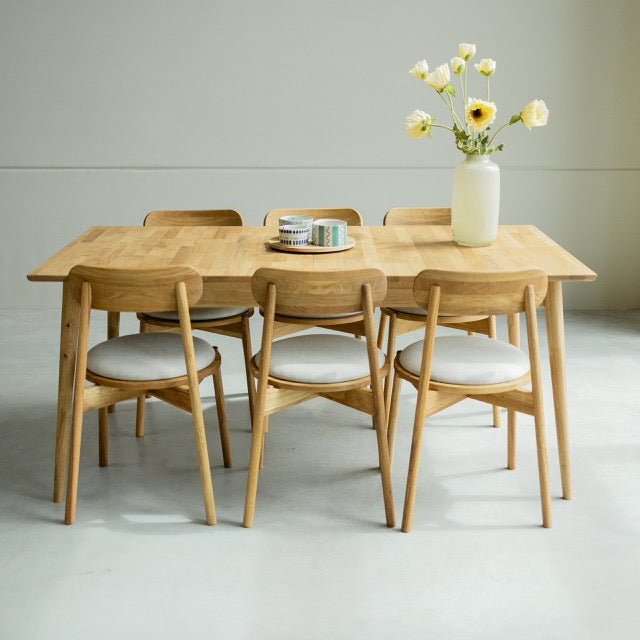  VESKOR Table de salle à manger rectangulaire à rallonge en bois de chêne européen durable