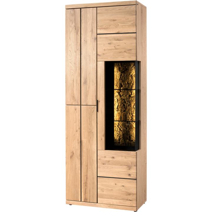 Vitrine en chêne amande NAPOLI, 75×42×205 cm | VESKOR