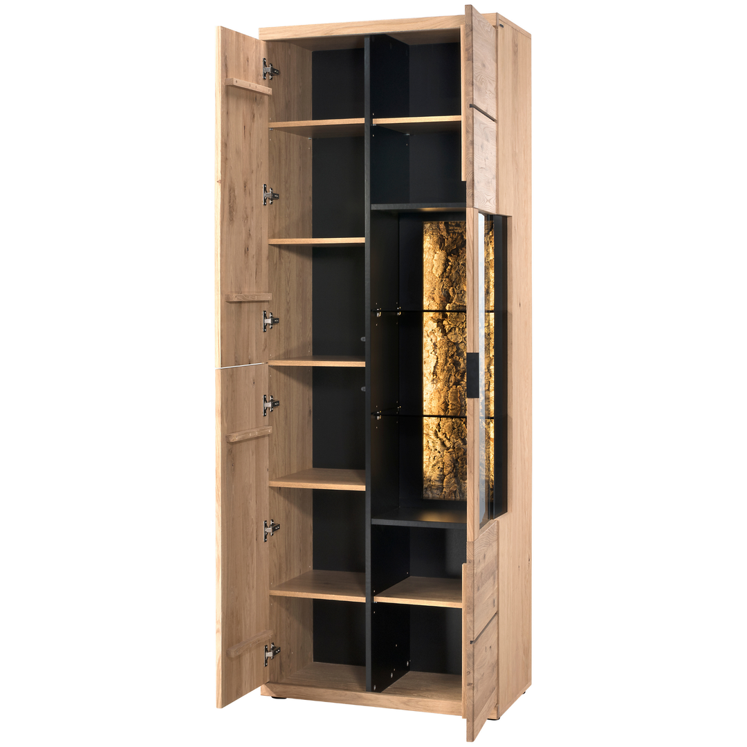 Vitrine en chêne amande NAPOLI, 75×42×205 cm | VESKOR