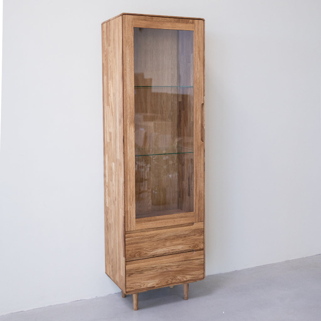 VESKOR Amandi vitrine à ouverture droite bois de chêne massif meuble moderne nordique 